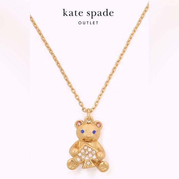 Kate spade NWT Gold Teddy Bear Pendant Necklace 16’ - Picture 1 of 6
